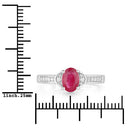 0.95 Carat Genuine Ruby and White Diamond 10K White Gold Ring-3
