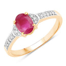 0.95 Carat Genuine Ruby and White Diamond 10K Yellow Gold Ring-1
