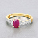 0.95 Carat Genuine Ruby and White Diamond 10K Yellow Gold Ring-4