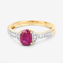 0.95 Carat Genuine Ruby and White Diamond 10K Yellow Gold Ring-6