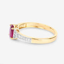 0.95 Carat Genuine Ruby and White Diamond 10K Yellow Gold Ring-7