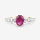 0.95 Carat Genuine Ruby and White Diamond 10K Yellow Gold Ring-9