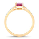 0.95 Carat Genuine Ruby and White Diamond 10K Yellow Gold Ring-2
