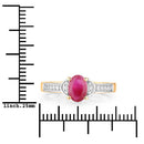 0.95 Carat Genuine Ruby and White Diamond 10K Yellow Gold Ring-3