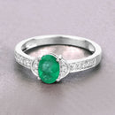 0.82 Carat Genuine Zambian Emerald and White Diamond 10K White Gold Ring-4