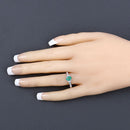0.82 Carat Genuine Zambian Emerald and White Diamond 10K White Gold Ring-5