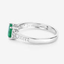 0.82 Carat Genuine Zambian Emerald and White Diamond 10K White Gold Ring-6