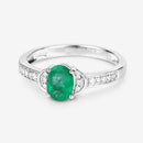 0.82 Carat Genuine Zambian Emerald and White Diamond 10K White Gold Ring-9