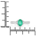 0.82 Carat Genuine Zambian Emerald and White Diamond 10K White Gold Ring-3