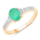 0.82 Carat Genuine Zambian Emerald and White Diamond 10K Yellow Gold Ring-1