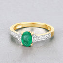 0.82 Carat Genuine Zambian Emerald and White Diamond 10K Yellow Gold Ring-4