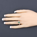 0.82 Carat Genuine Zambian Emerald and White Diamond 10K Yellow Gold Ring-5