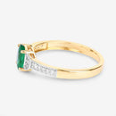 0.82 Carat Genuine Zambian Emerald and White Diamond 10K Yellow Gold Ring-6