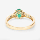 0.82 Carat Genuine Zambian Emerald and White Diamond 10K Yellow Gold Ring-7