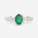 0.82 Carat Genuine Zambian Emerald and White Diamond 10K Yellow Gold Ring-8