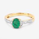 0.82 Carat Genuine Zambian Emerald and White Diamond 10K Yellow Gold Ring-9
