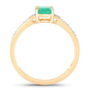 0.82 Carat Genuine Zambian Emerald and White Diamond 10K Yellow Gold Ring-2
