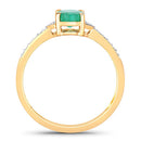 0.82 Carat Genuine Zambian Emerald and White Diamond 14K Yellow Gold Ring-2