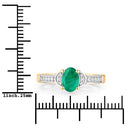 0.82 Carat Genuine Zambian Emerald and White Diamond 14K Yellow Gold Ring-3