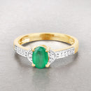 0.82 Carat Genuine Zambian Emerald and White Diamond 14K Yellow Gold Ring-4