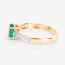 0.82 Carat Genuine Zambian Emerald and White Diamond 14K Yellow Gold Ring-6