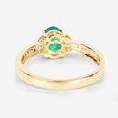 0.82 Carat Genuine Zambian Emerald and White Diamond 14K Yellow Gold Ring-7