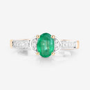 0.82 Carat Genuine Zambian Emerald and White Diamond 14K Yellow Gold Ring-8