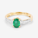 0.82 Carat Genuine Zambian Emerald and White Diamond 14K Yellow Gold Ring-9