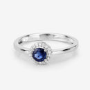 0.52 Carat Genuine Blue Sapphire and White Diamond 14K White Gold Ring-7