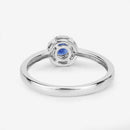 0.52 Carat Genuine Blue Sapphire and White Diamond 14K White Gold Ring-9