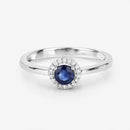 0.52 Carat Genuine Blue Sapphire and White Diamond 14K White Gold Ring-10