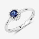 0.52 Carat Genuine Blue Sapphire and White Diamond 14K White Gold Ring-11