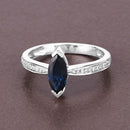 1.44 Carat Genuine Blue Sapphire and White Diamond 14K White Gold Ring-6