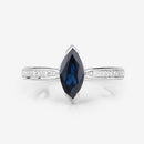 1.44 Carat Genuine Blue Sapphire and White Diamond 14K White Gold Ring-10