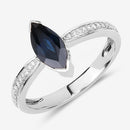 1.44 Carat Genuine Blue Sapphire and White Diamond 14K White Gold Ring-11