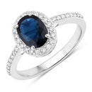 1.82 Carat Genuine Blue Sapphire and White Diamond 14K White Gold Ring-1