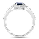 1.82 Carat Genuine Blue Sapphire and White Diamond 14K White Gold Ring-2