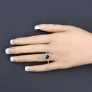 1.82 Carat Genuine Blue Sapphire and White Diamond 14K White Gold Ring-5