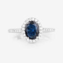 1.82 Carat Genuine Blue Sapphire and White Diamond 14K White Gold Ring-8
