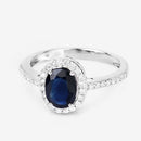 1.82 Carat Genuine Blue Sapphire and White Diamond 14K White Gold Ring-9