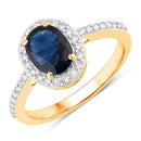 1.82 Carat Genuine Blue Sapphire and White Diamond 14K Yellow Gold Ring-1