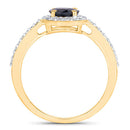 1.82 Carat Genuine Blue Sapphire and White Diamond 14K Yellow Gold Ring-2