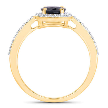 1.82 Carat Genuine Blue Sapphire and White Diamond 14K Yellow Gold Ring - 0