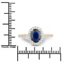 1.82 Carat Genuine Blue Sapphire and White Diamond 14K Yellow Gold Ring-3