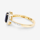 1.82 Carat Genuine Blue Sapphire and White Diamond 14K Yellow Gold Ring-6