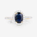 1.82 Carat Genuine Blue Sapphire and White Diamond 14K Yellow Gold Ring-8
