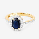 1.82 Carat Genuine Blue Sapphire and White Diamond 14K Yellow Gold Ring-9