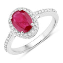 1.73 Carat Genuine Ruby and White Diamond 14K White Gold Ring-1