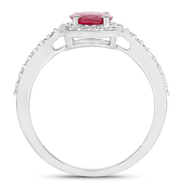 1.73 Carat Genuine Ruby and White Diamond 14K White Gold Ring - 0