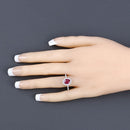1.73 Carat Genuine Ruby and White Diamond 14K White Gold Ring-5